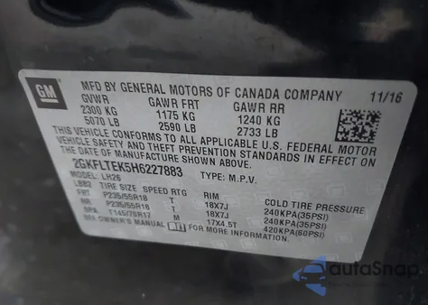 2017 GMC Terrain Sle-2 from USA, damaged, VIN 2GKFLTEK5H6227883
